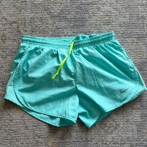 Nike Aqua Shorts with Neon Yellow Drawstring